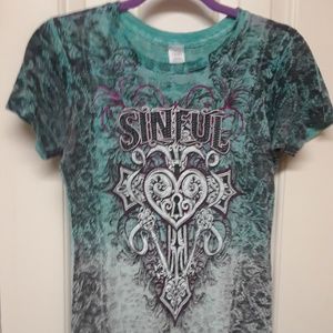 Sinful by Affliction Womans Medium Graphic T Shirt